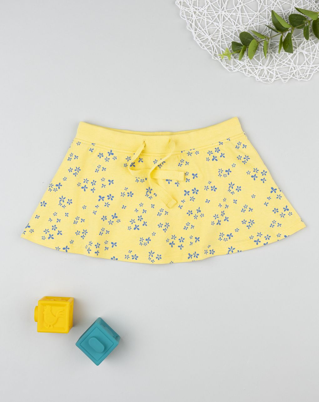 Gonna pantalone bambina gialla fiori allover