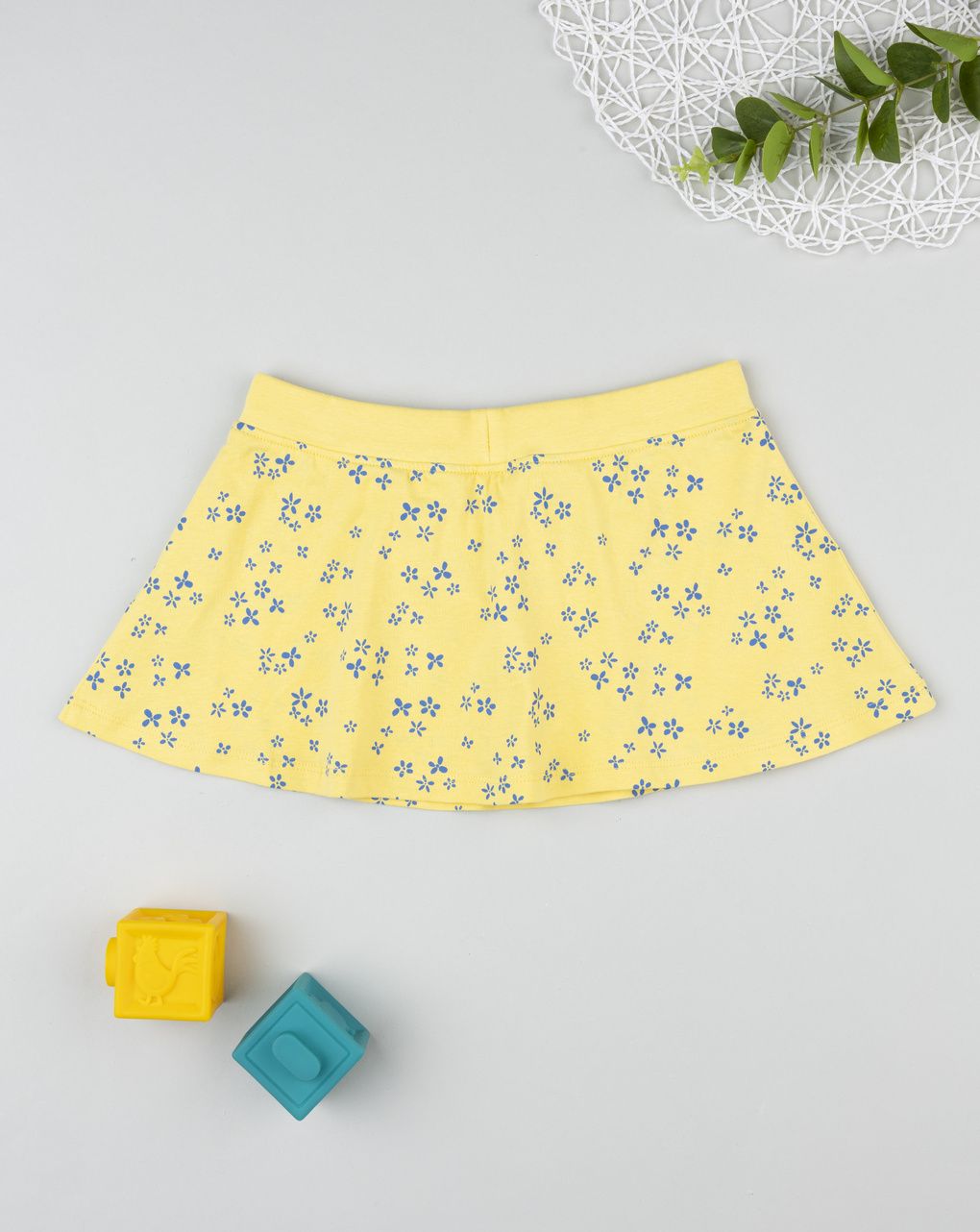 Gonna pantalone bambina gialla fiori allover