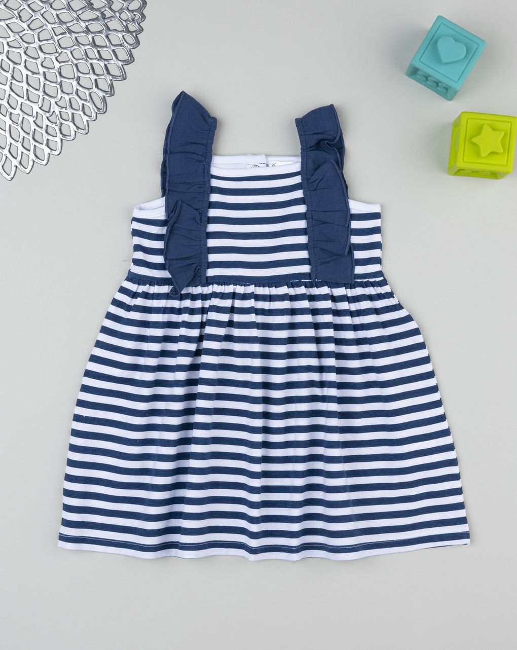 Abito bimba beachwear righe bianco/blu