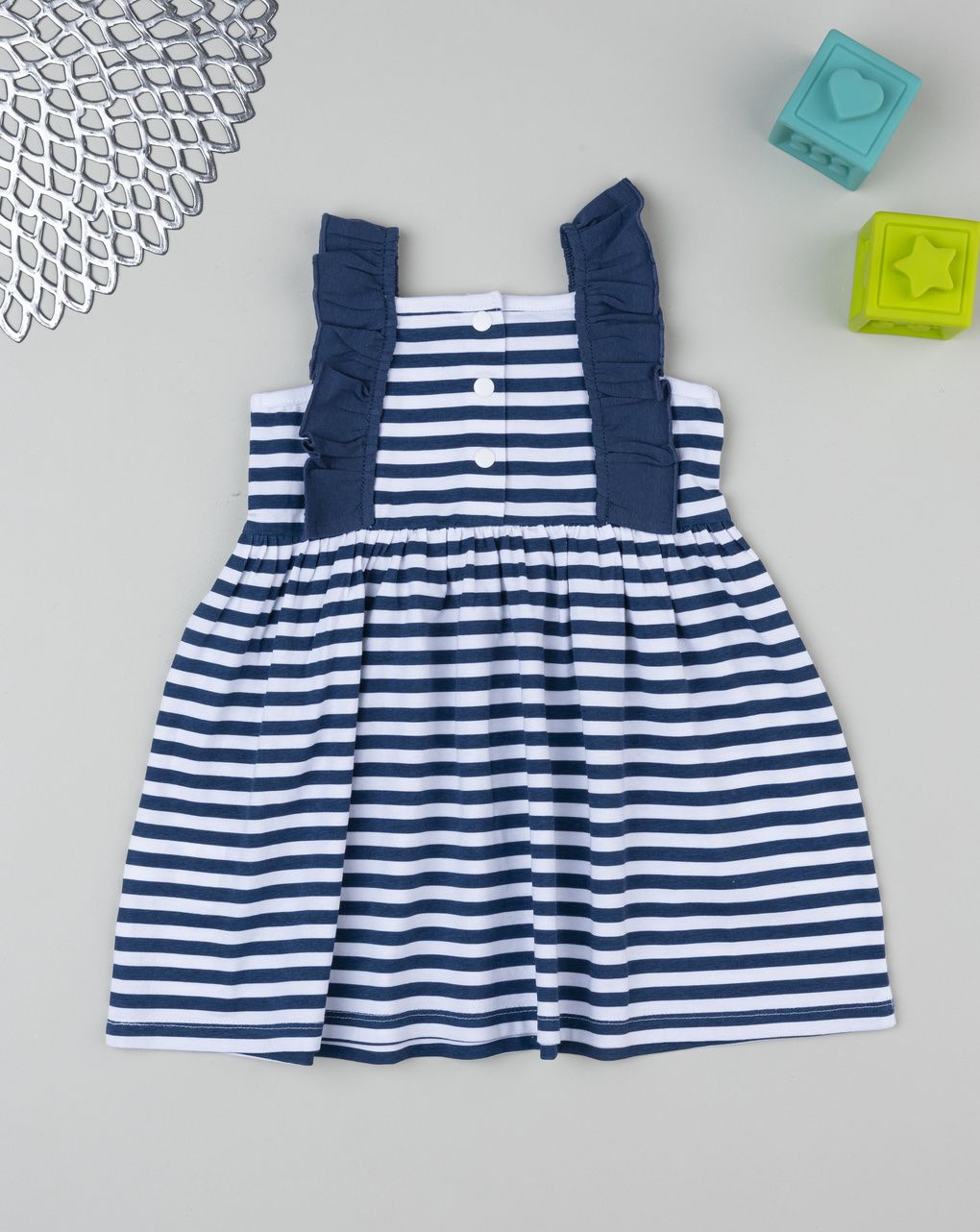 Abito bimba beachwear righe bianco/blu