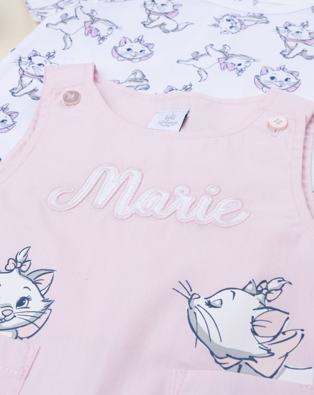 Completo salopette bimba rosa aristogatti