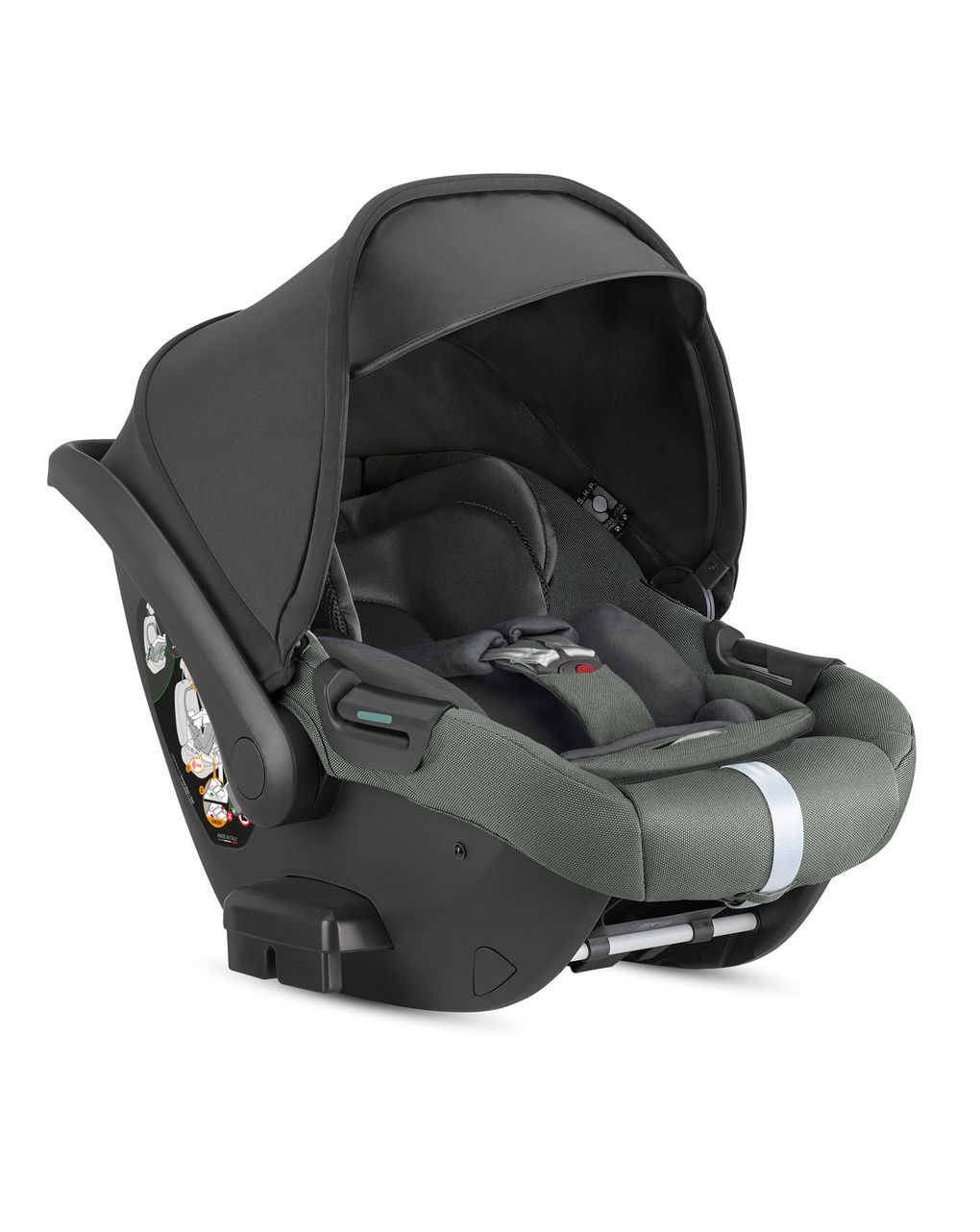 Aptica xt system quattro - taiga green con telaio nero e seggiolino auto darwin infant recline - inglesina
