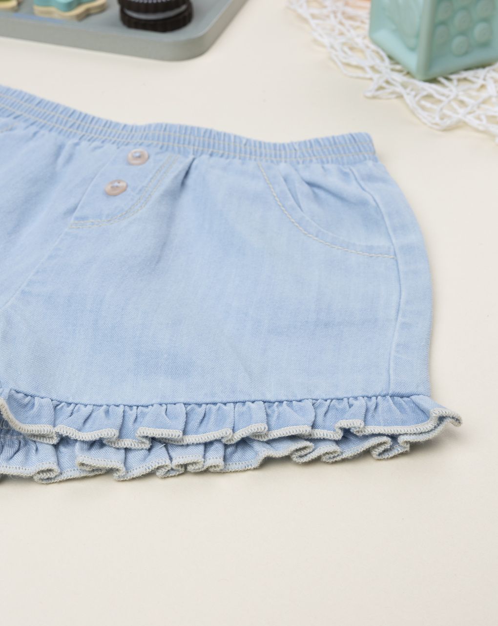 Short denim chiaro bimba