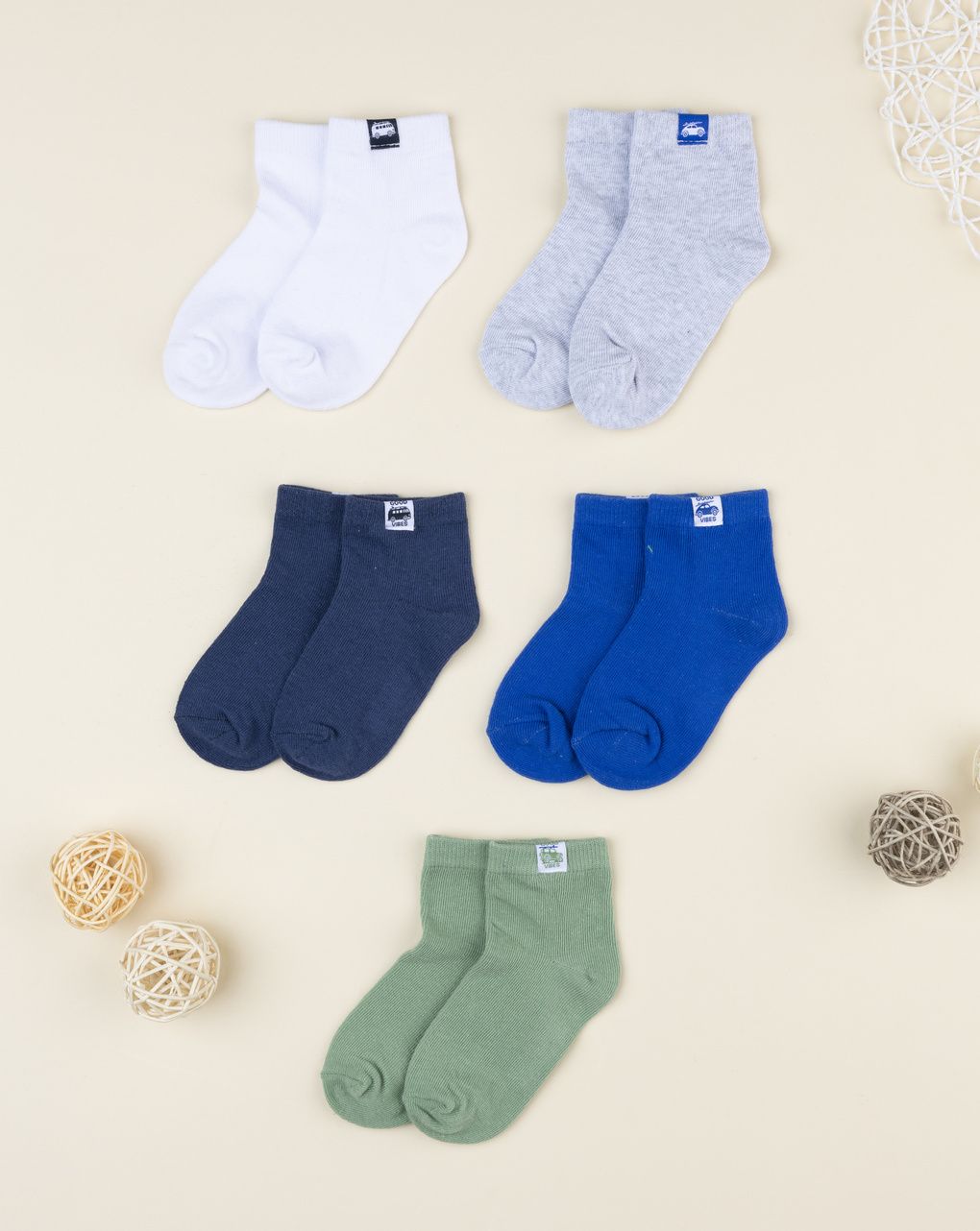 Pack 5 calze corte bimbo multicolor