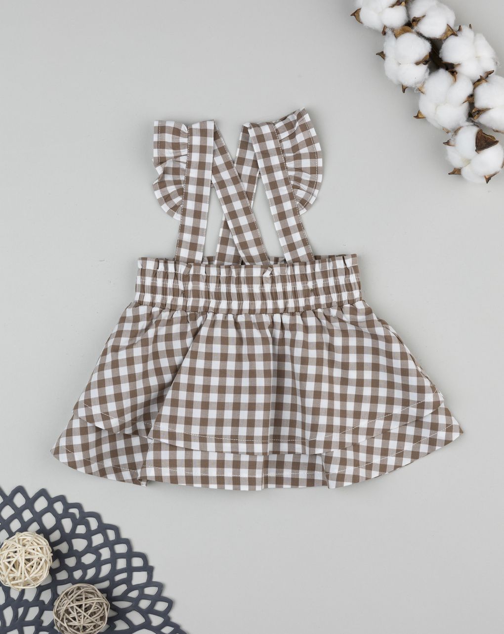 Vestito bimba vichy marrone