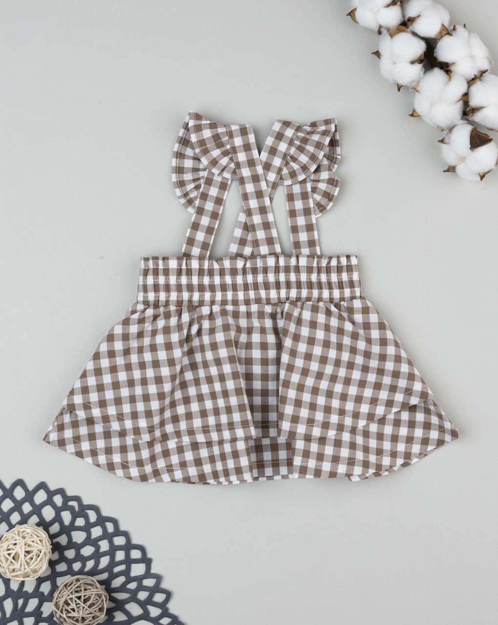 Vestito bimba vichy marrone