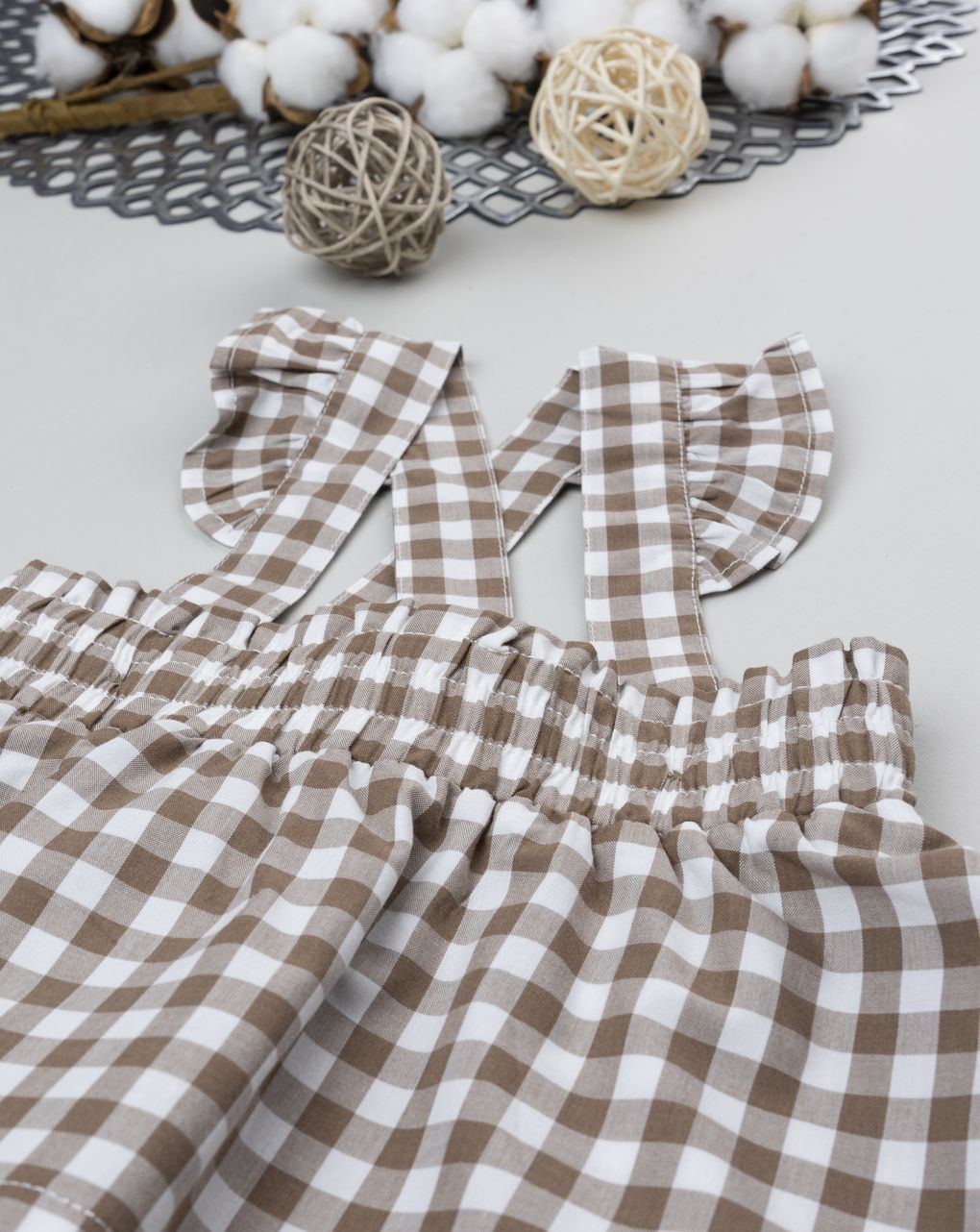 Vestito bimba vichy marrone