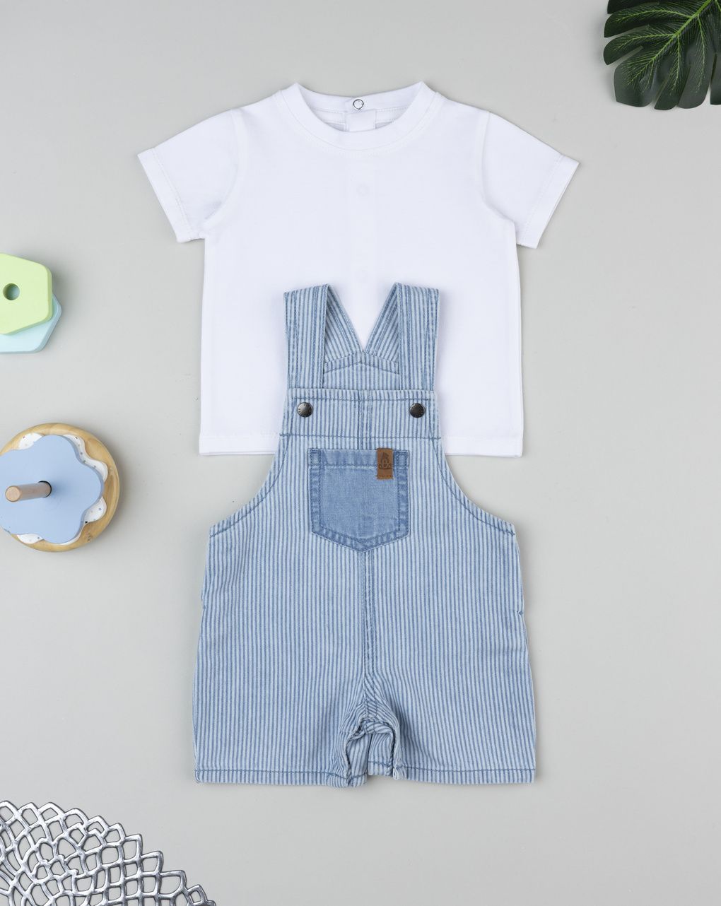 Completo salopette denim bimbo