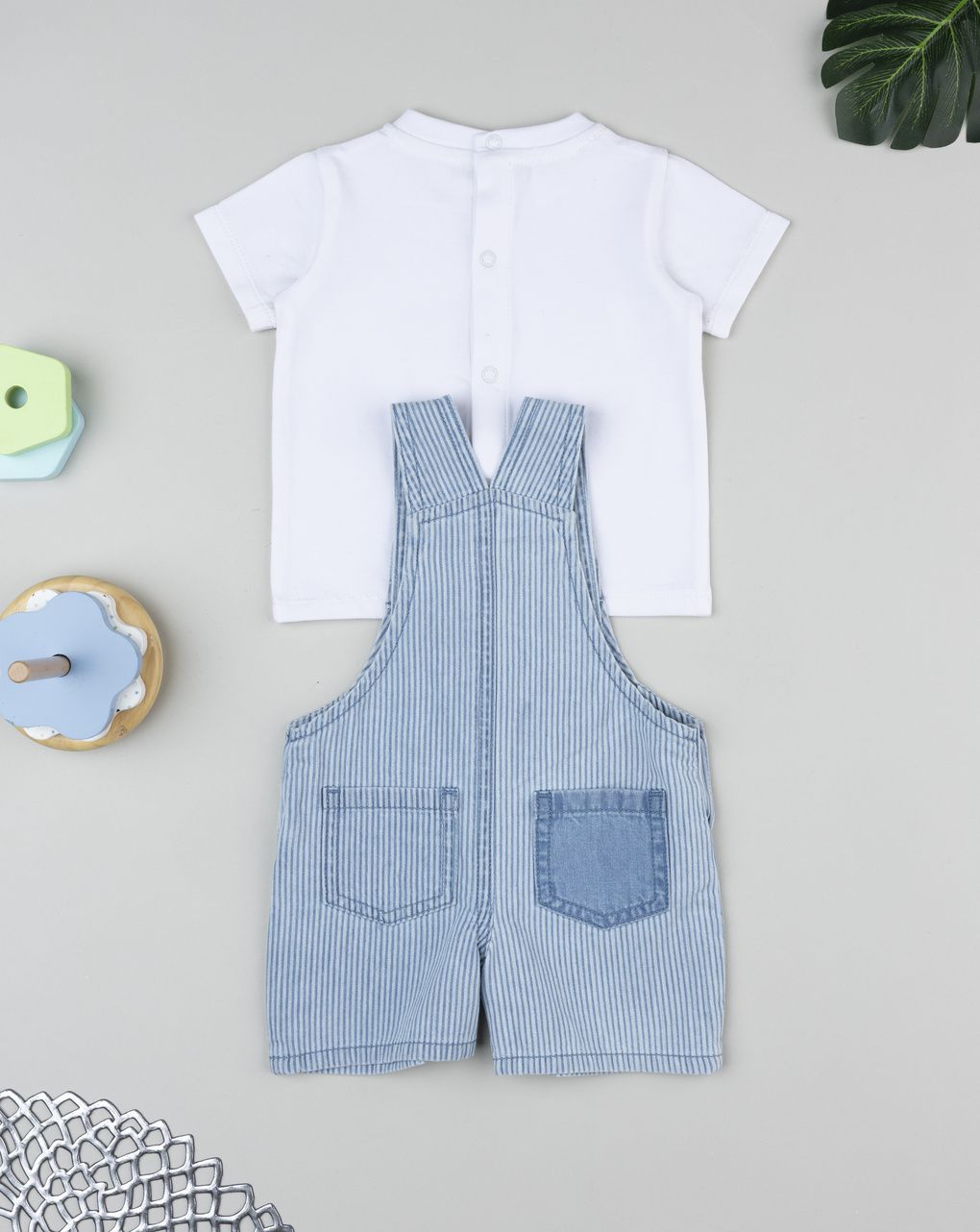 Completo salopette denim bimbo