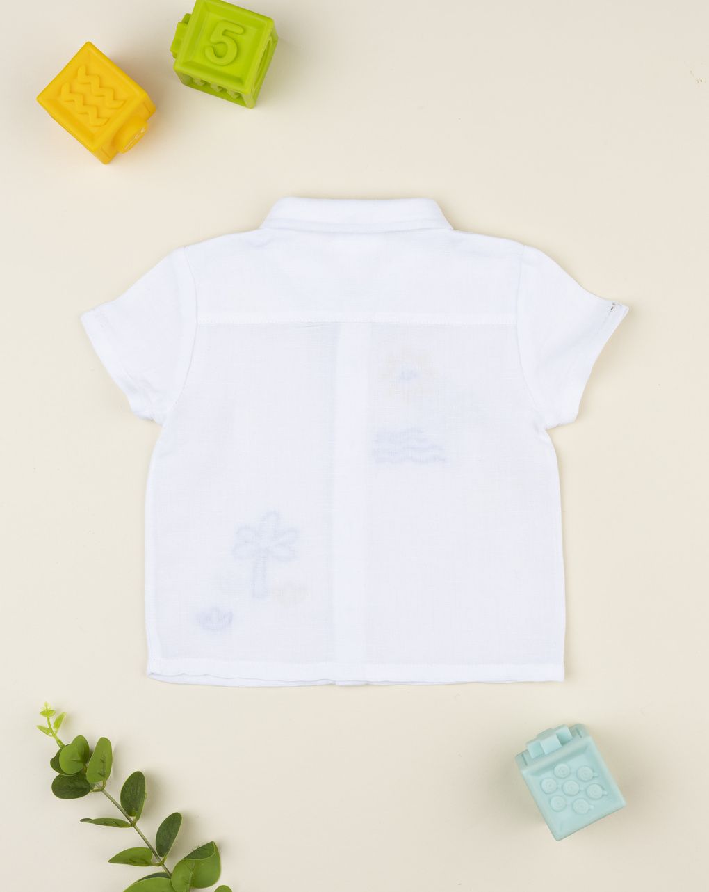 Camicia lino bimbo ricami mare