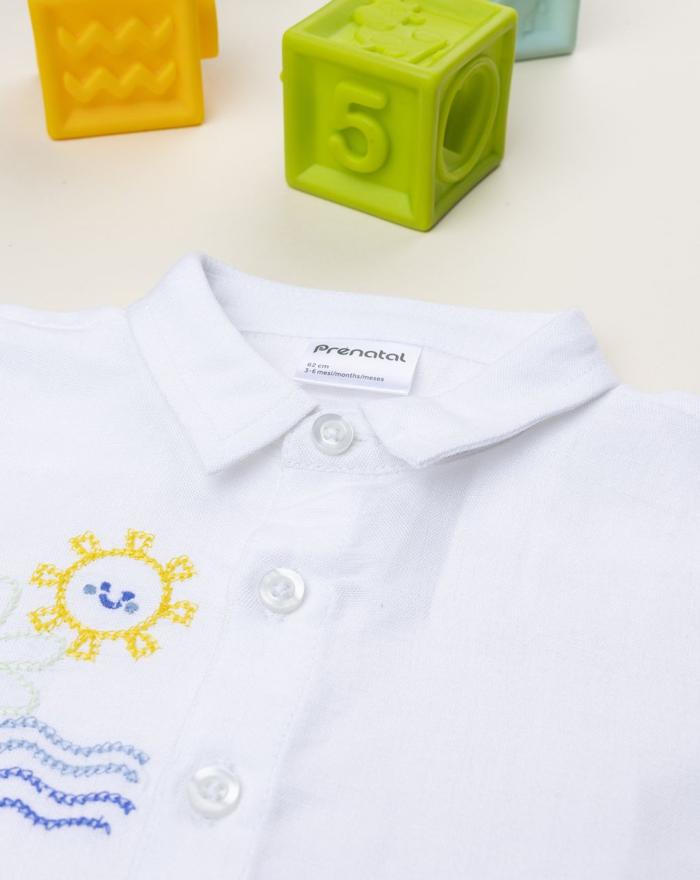 Camicia lino bimbo ricami mare