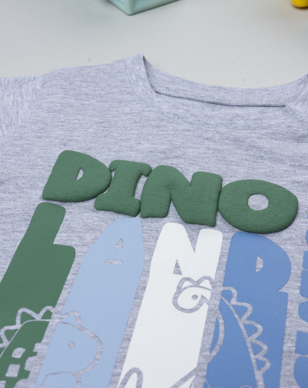 T-shirt manica lunga bimbo grigia dinosauro