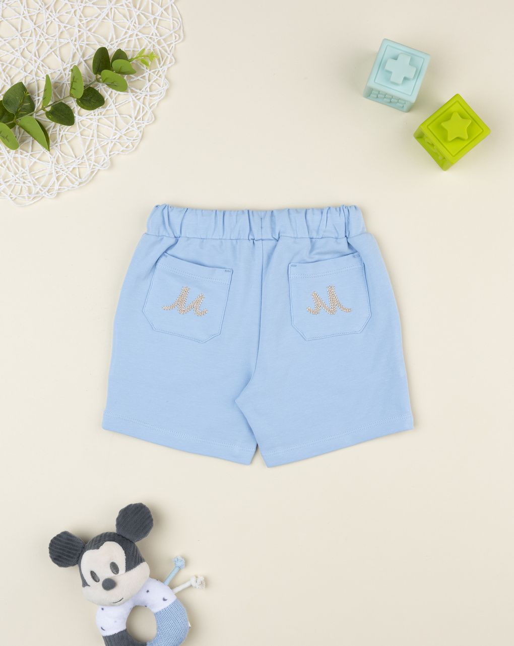 Shorts bimbo mickey mouse azzurro