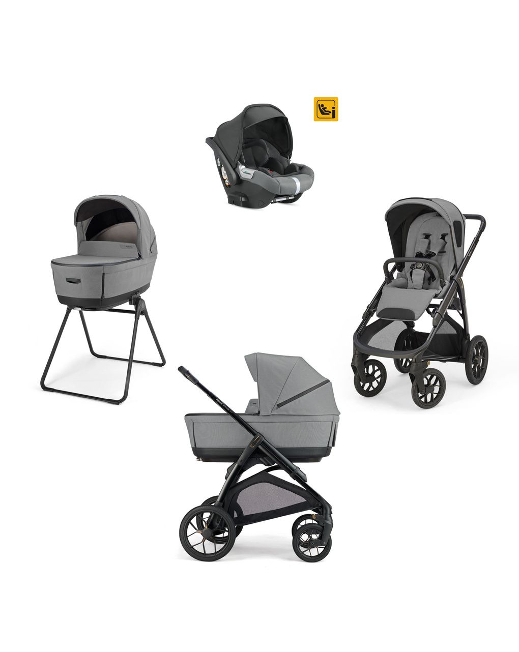 Aptica xt system quattro - canyon grey con telaio black e seggiolino auto darwin infant - inglesina