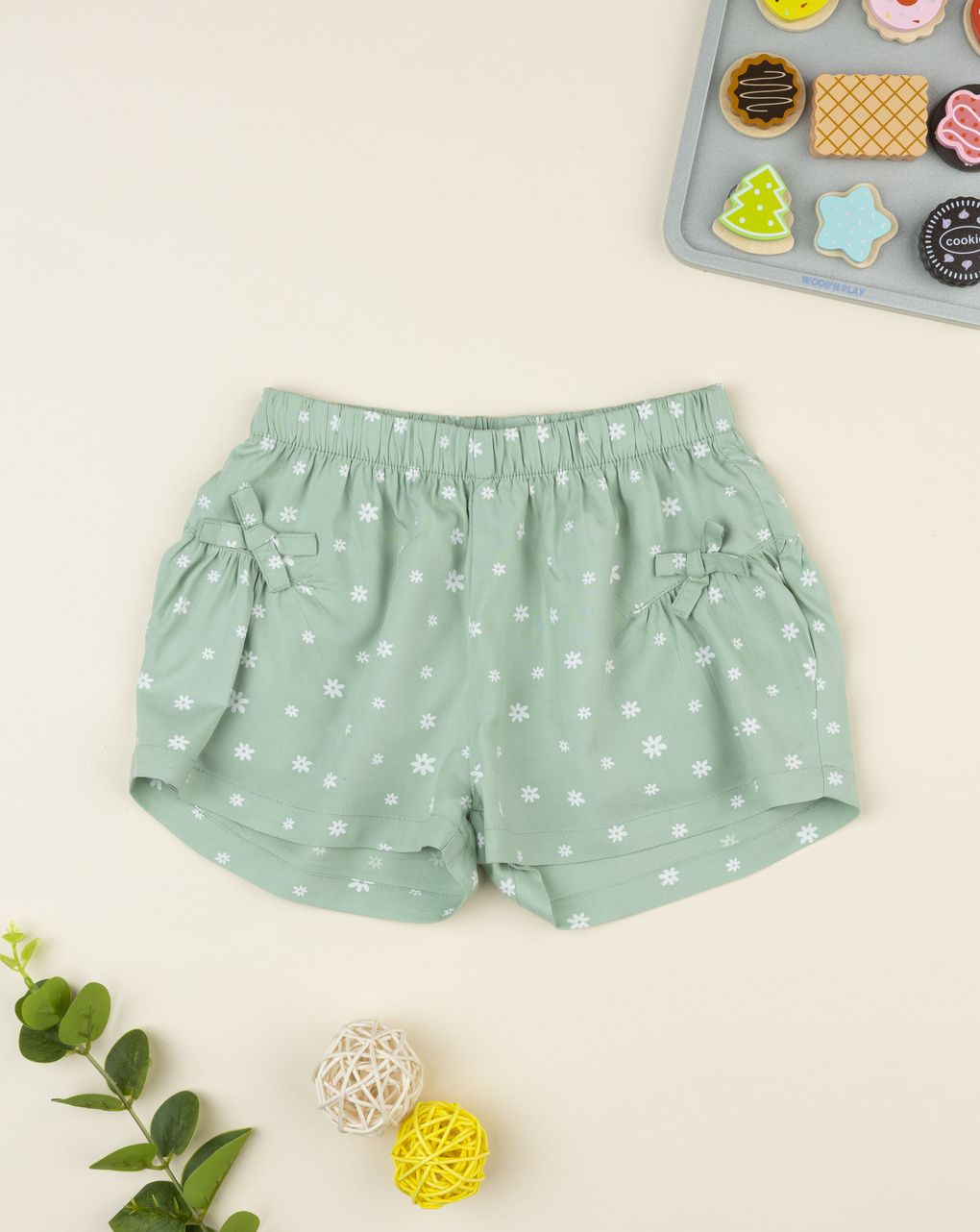Shorts bimba verdi margherite