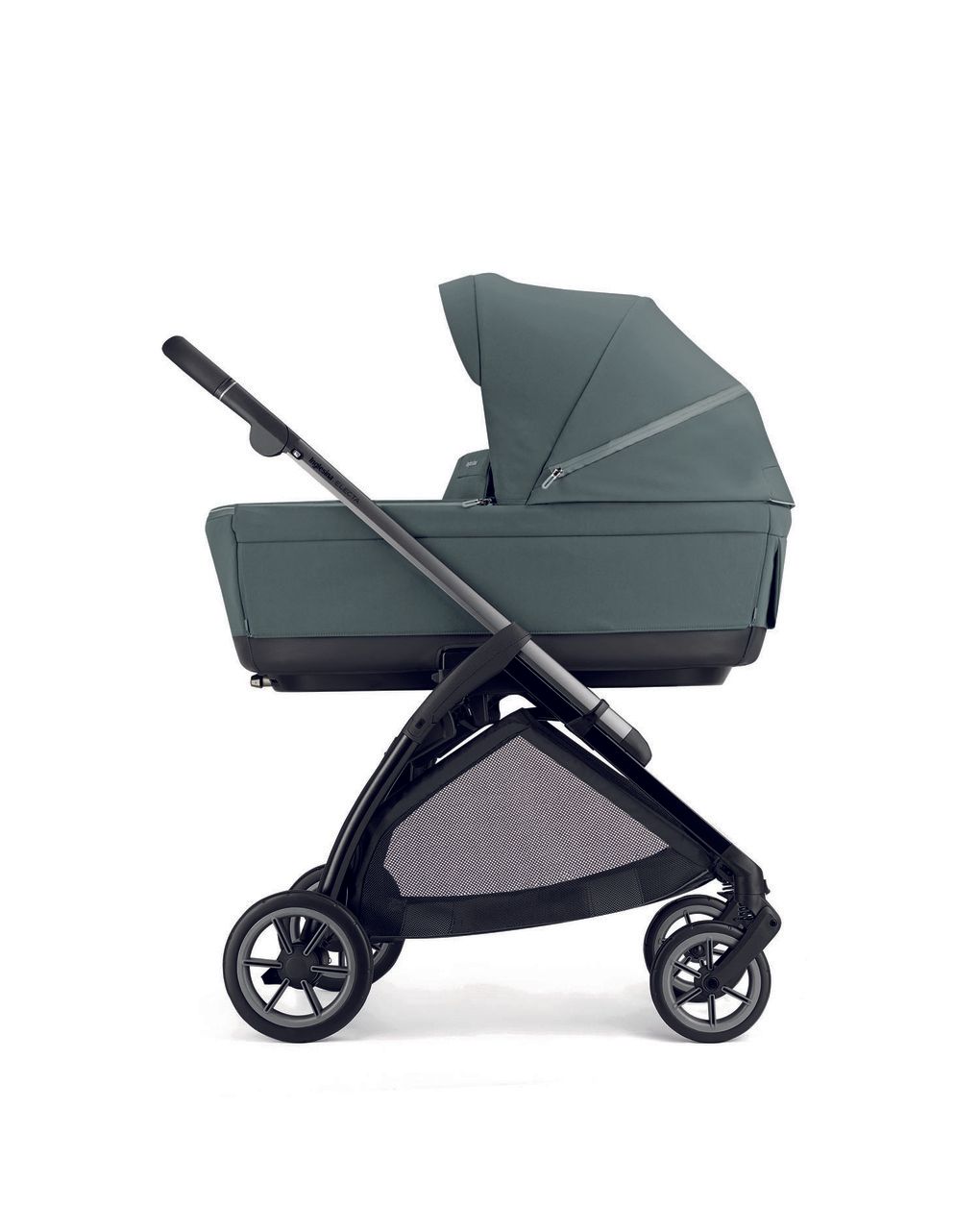 Electa system quattro - studio grey con telaio iron e seggiolino auto darwin infant recline evo - inglesina