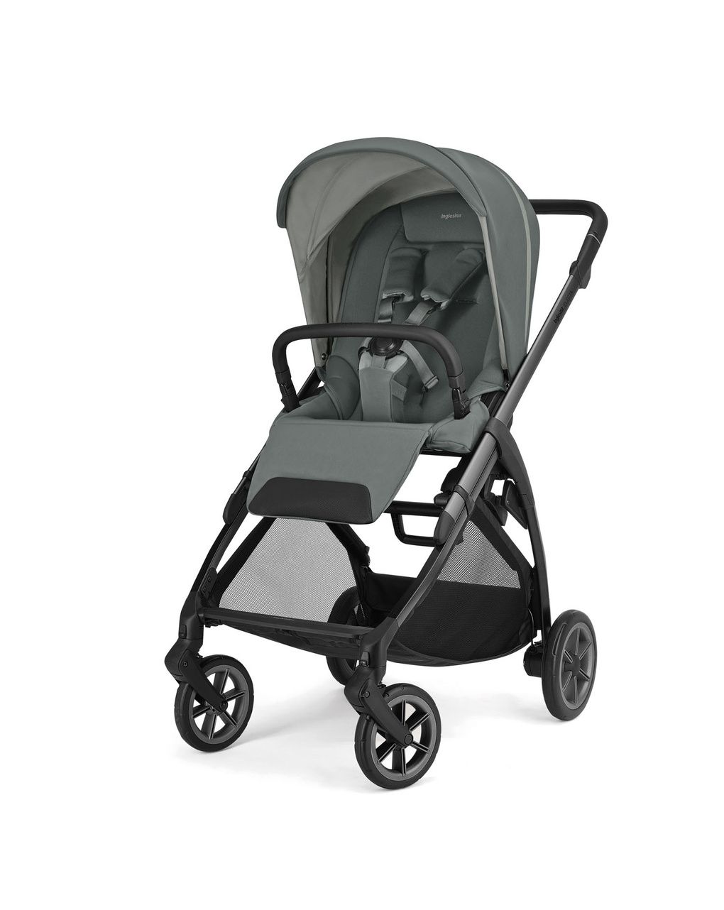 Electa system quattro - studio grey con telaio iron e seggiolino auto darwin infant recline evo - inglesina