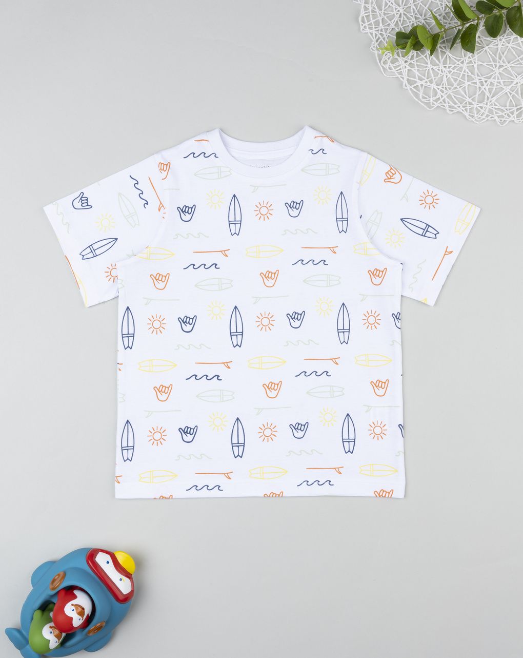 T-shirt bambino bianca surf