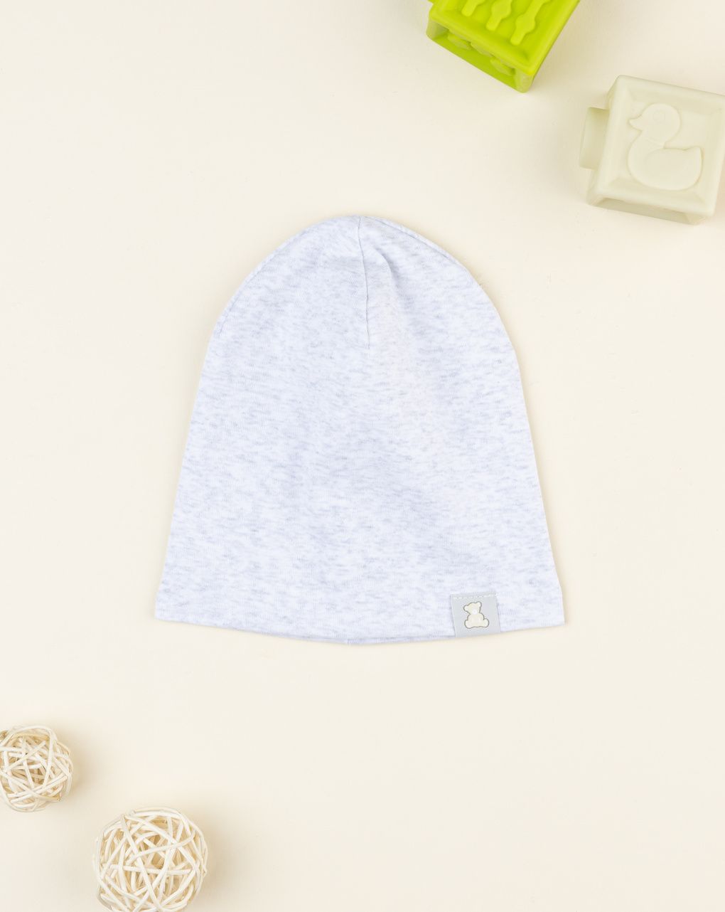 Berretto bambino grigio patch orso