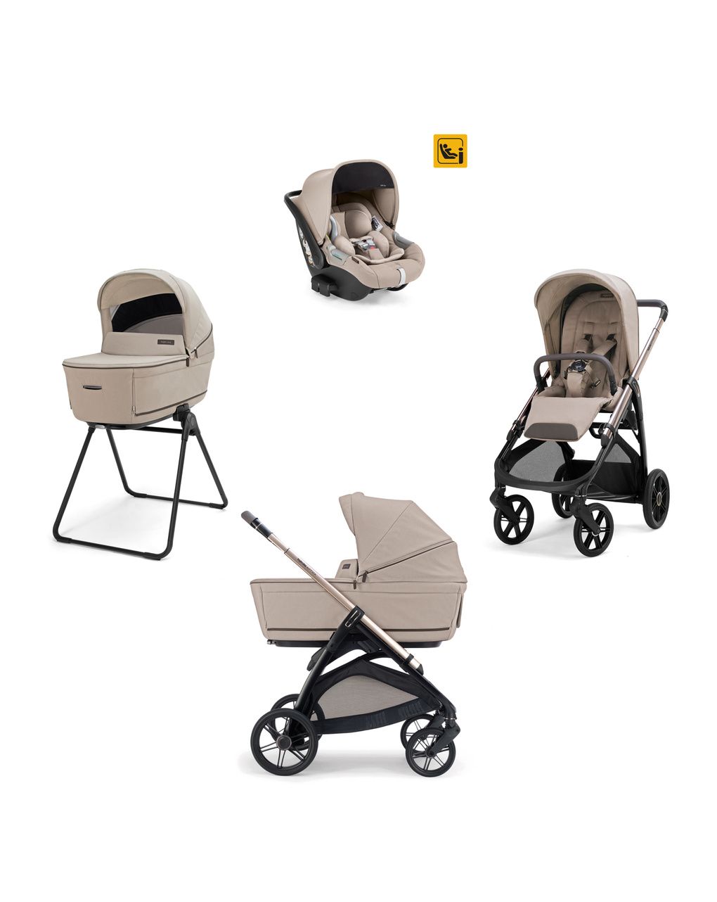 Aptica system quattro - vicuna beige con telaio palladio e seggiolino auto darwin infant - inglesina