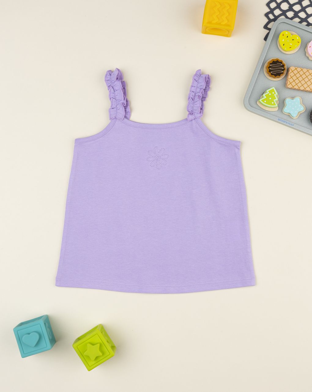 Canotta lilla bambina rouches spalline