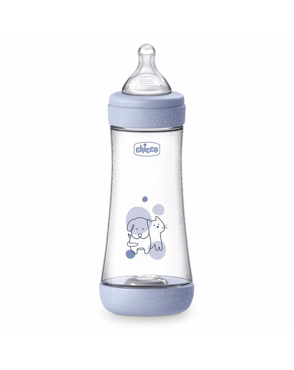 Biberon perfect5 azzurro 300ml in silicone 3 fori - chicco
