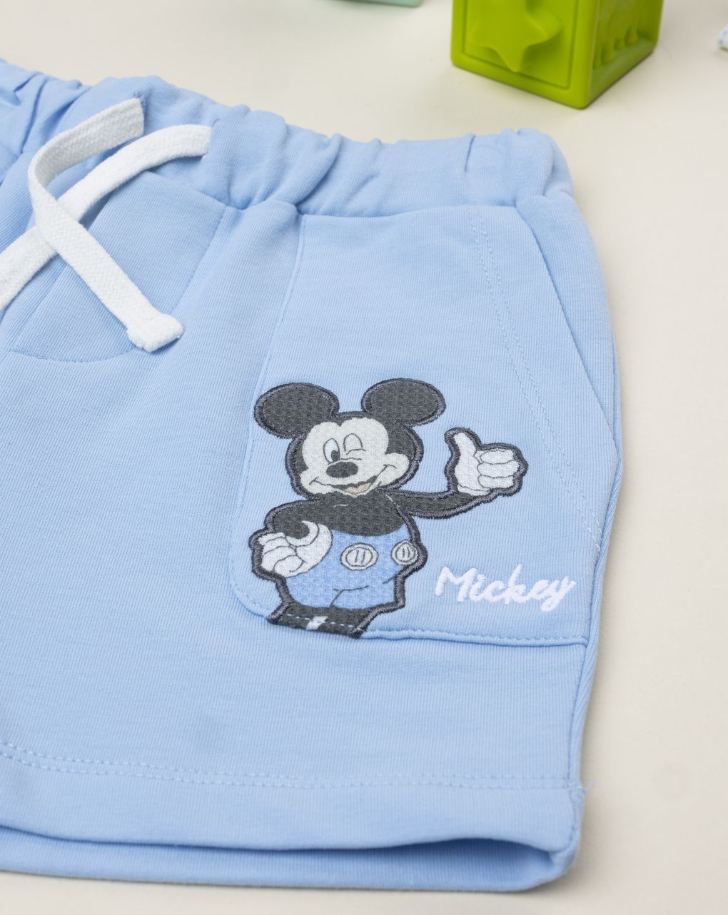 Shorts bimbo mickey mouse azzurro