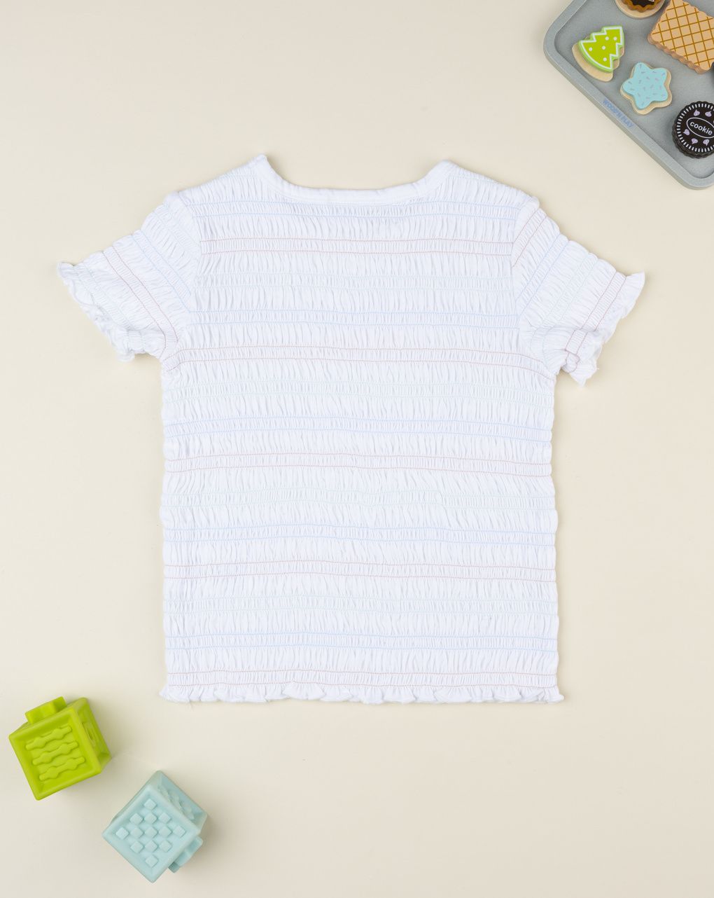 T-shirt bimba bianca arricciata
