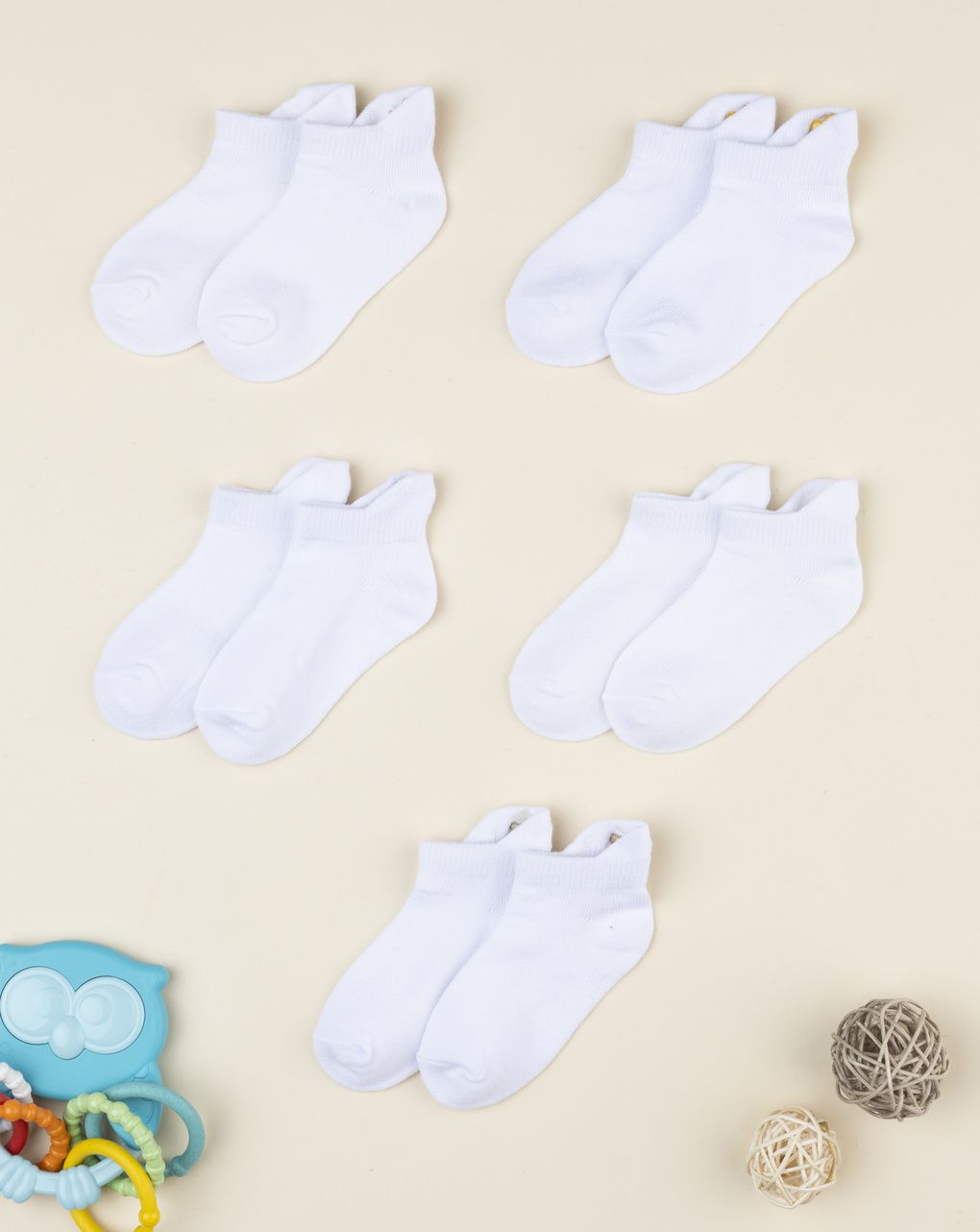Pack 5 calze corte bimba bianche