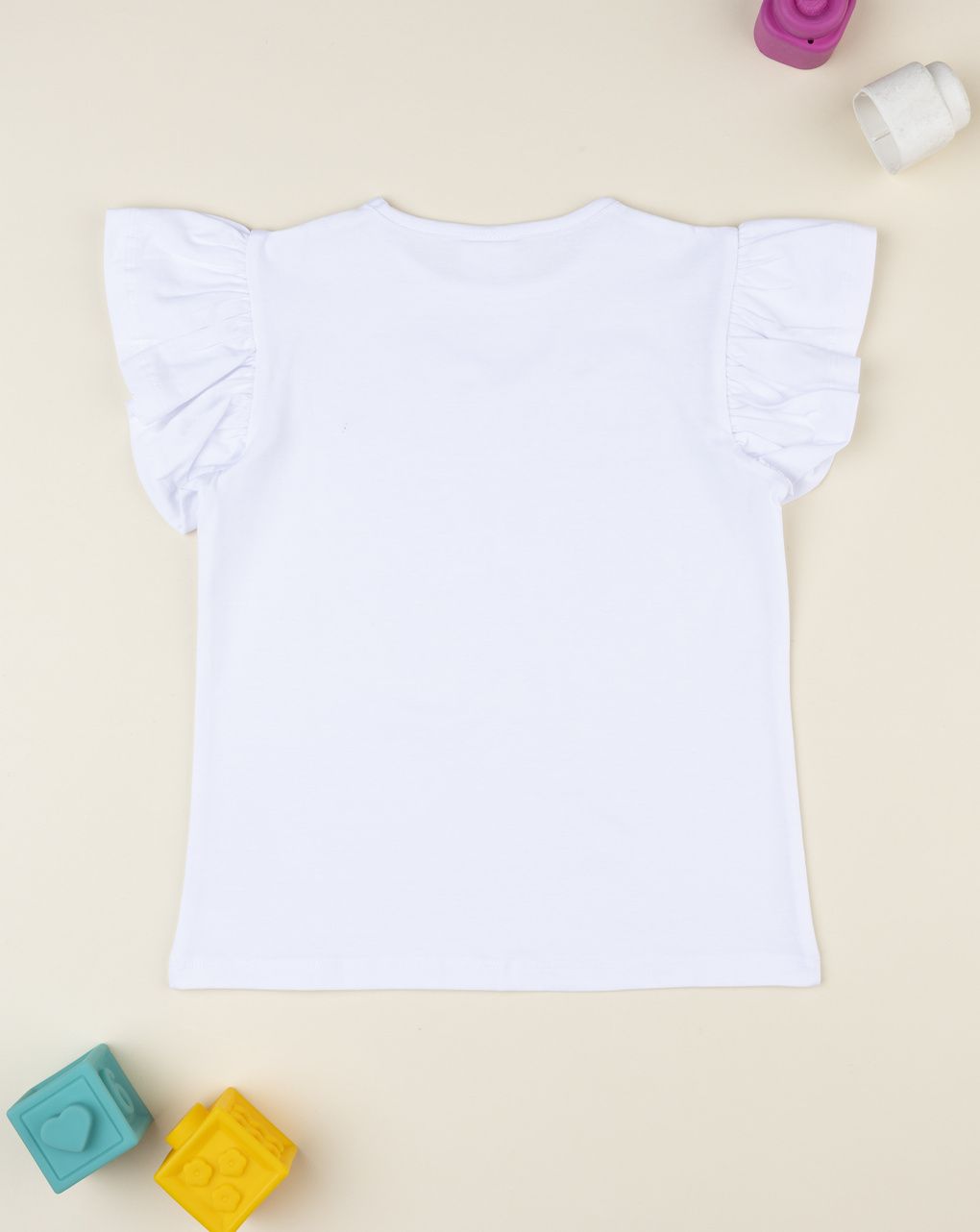 T-shirt bambina bianca ricamo farfalla