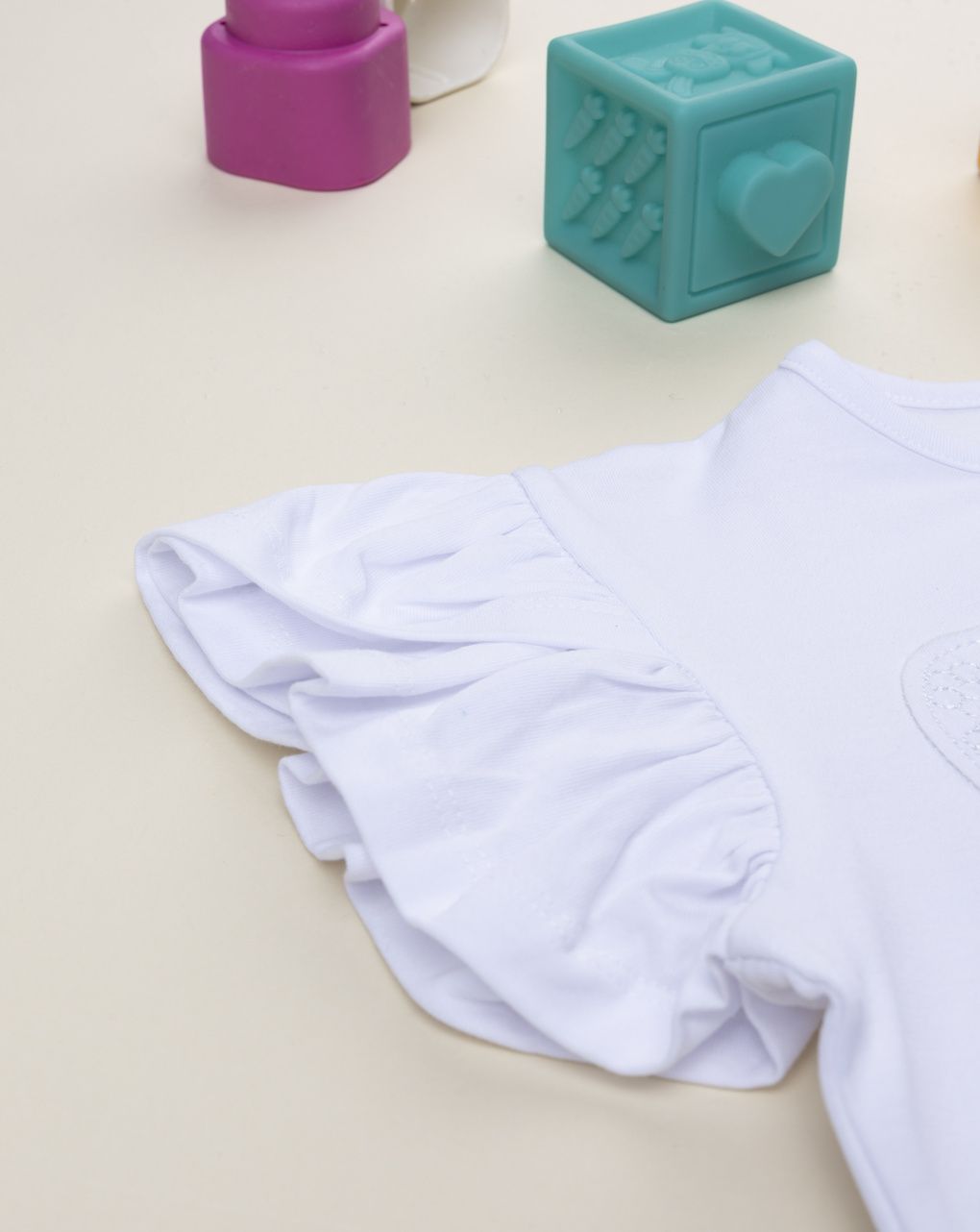 T-shirt bambina bianca ricamo farfalla