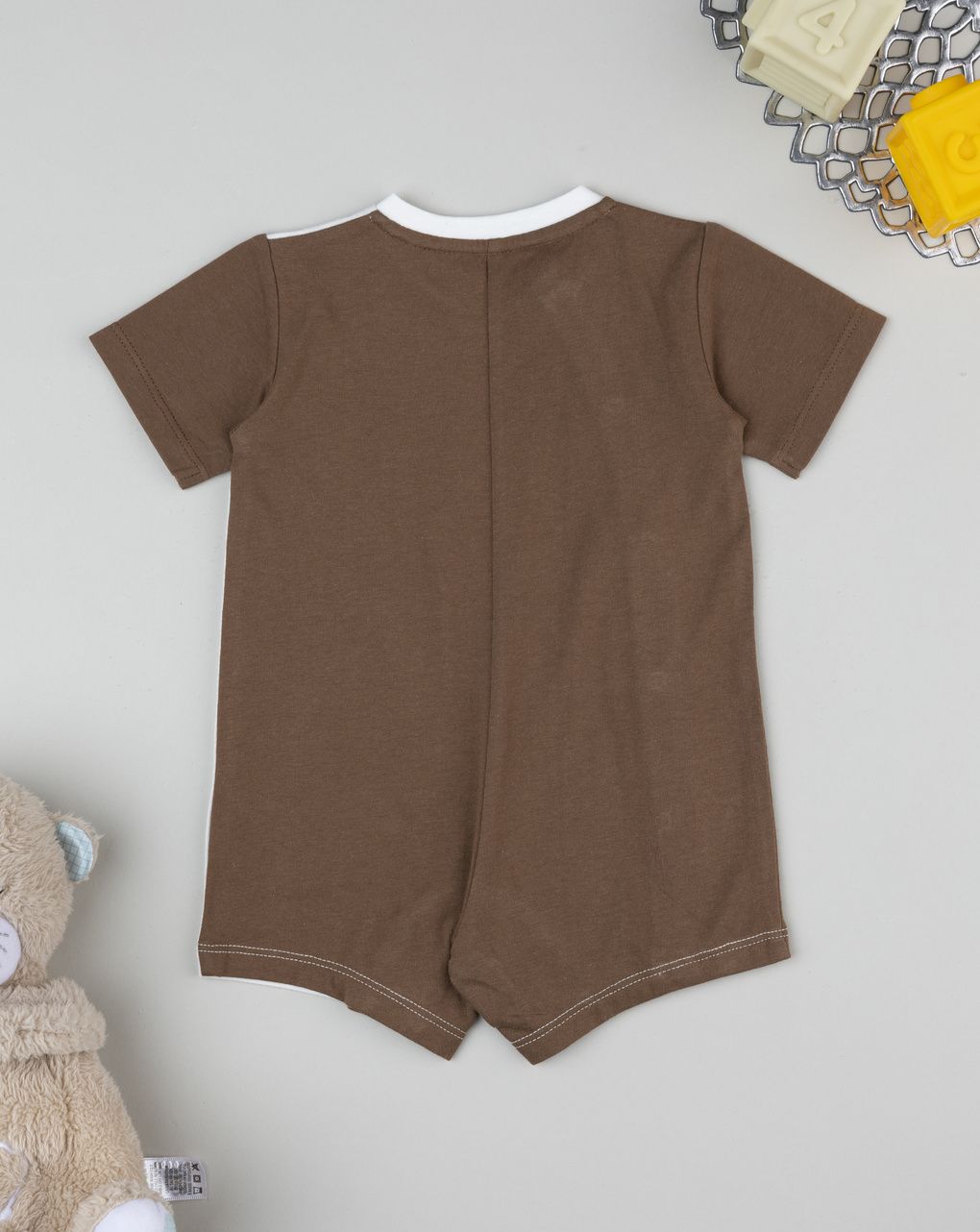 Pagliaccetto bimbo bianco/marrone organic cotton