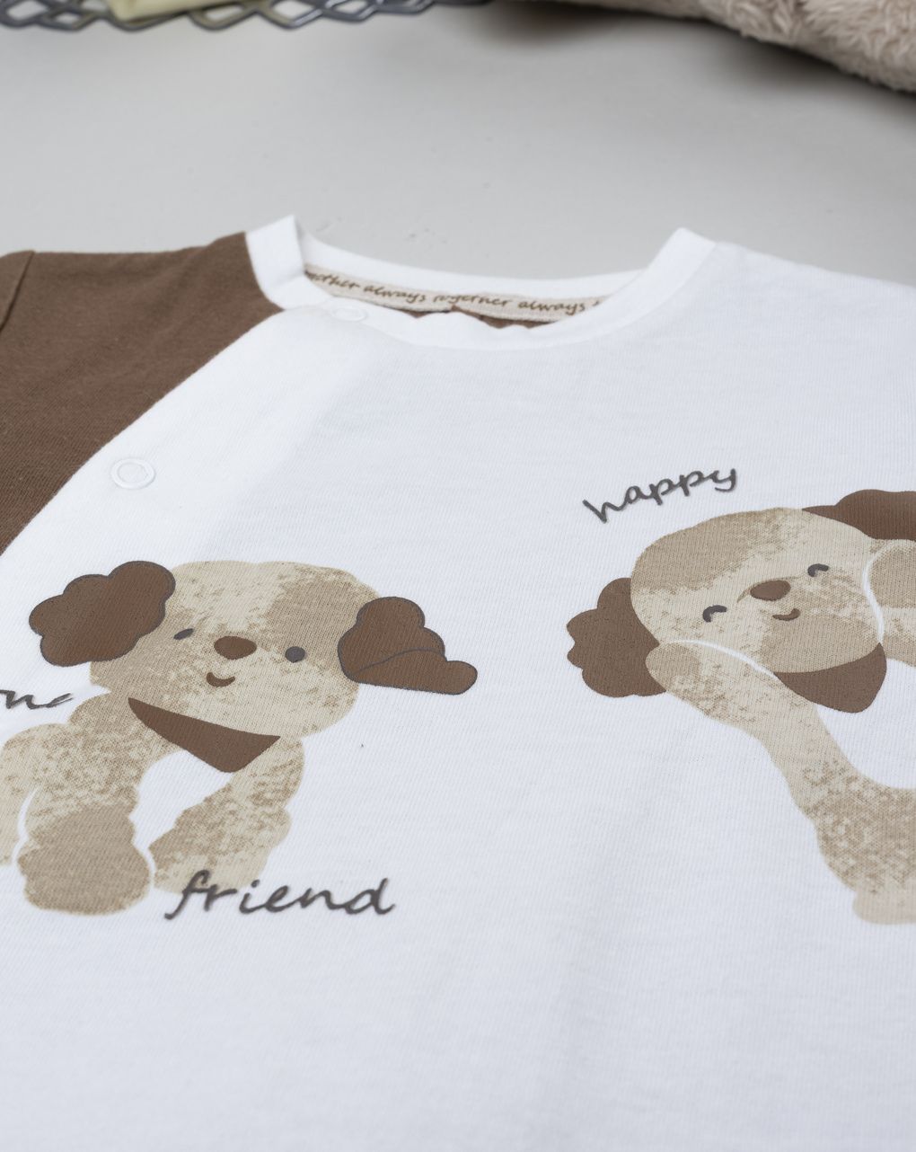 Pagliaccetto bimbo bianco/marrone organic cotton