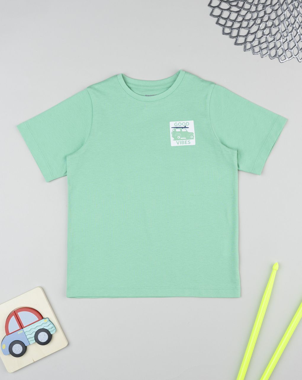 T-shirt bimbo verde mezza manica