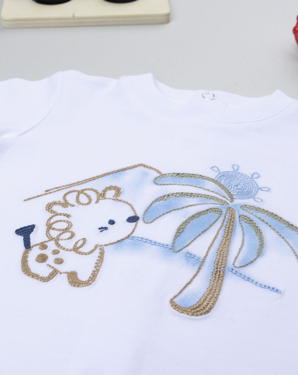 Completo bianco e blu bimbo scimmietta