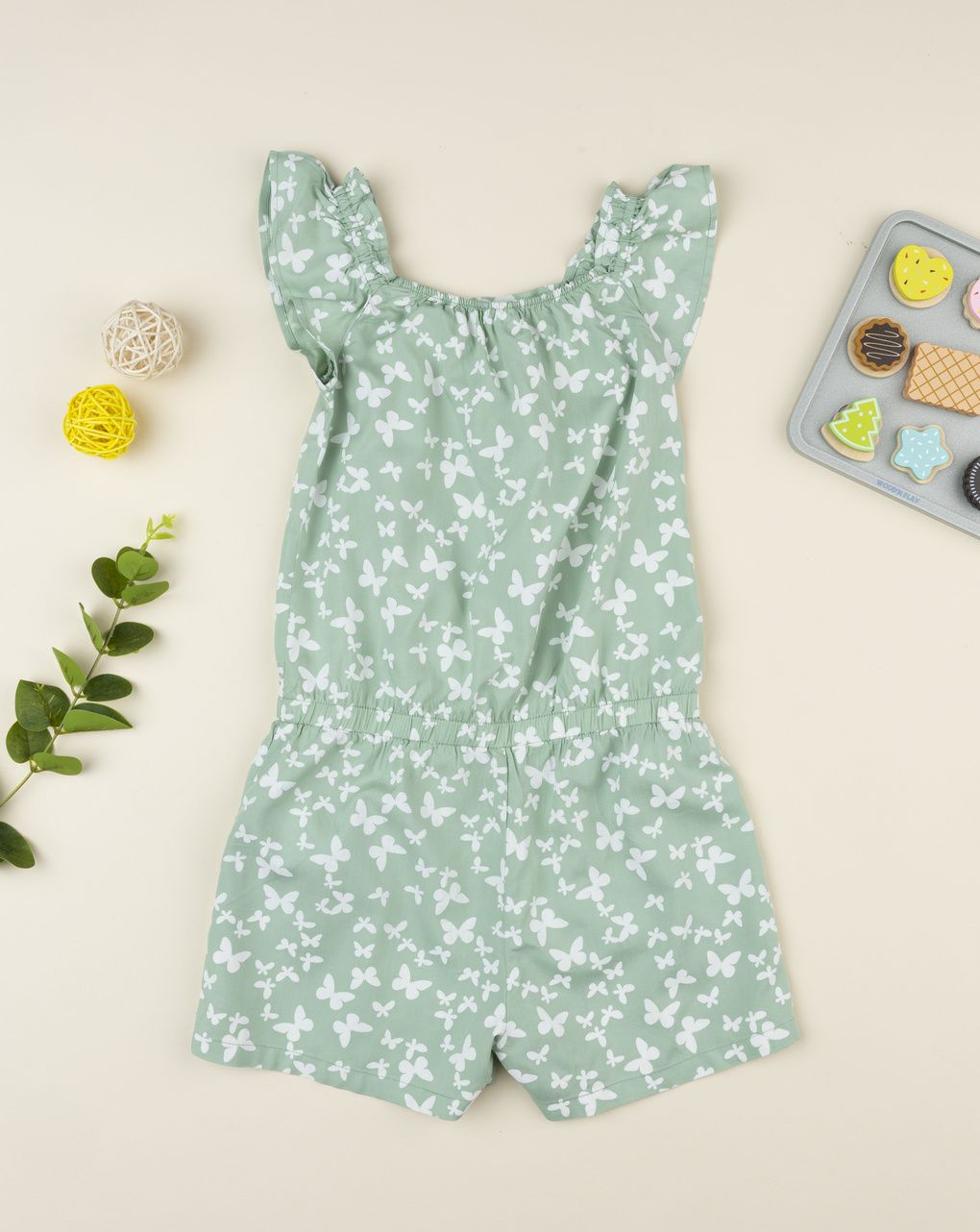 Jumpsuit bimba verde farfalle