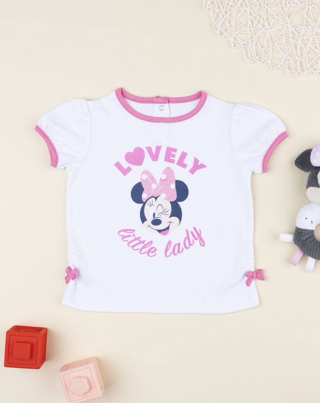 T-shirt bimba bianca minnie rosa