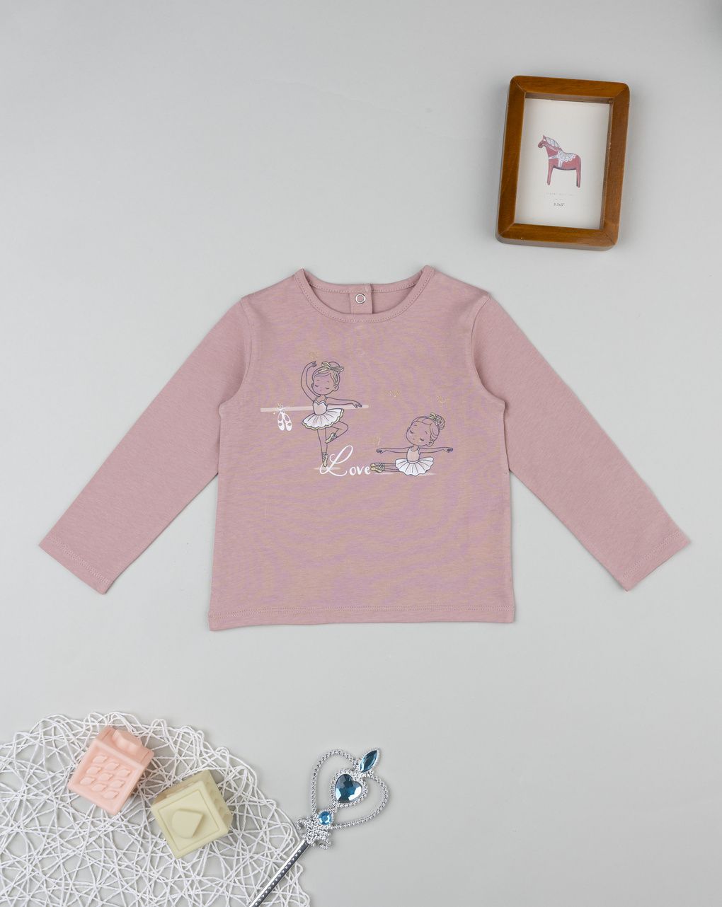 T-shirt bimba rosa stampa ballerine