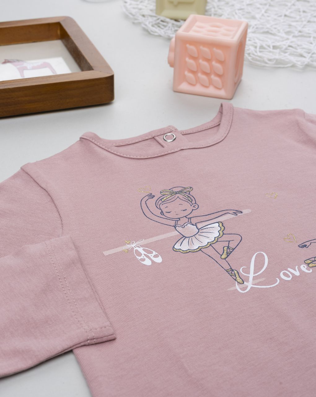 T-shirt bimba rosa stampa ballerine