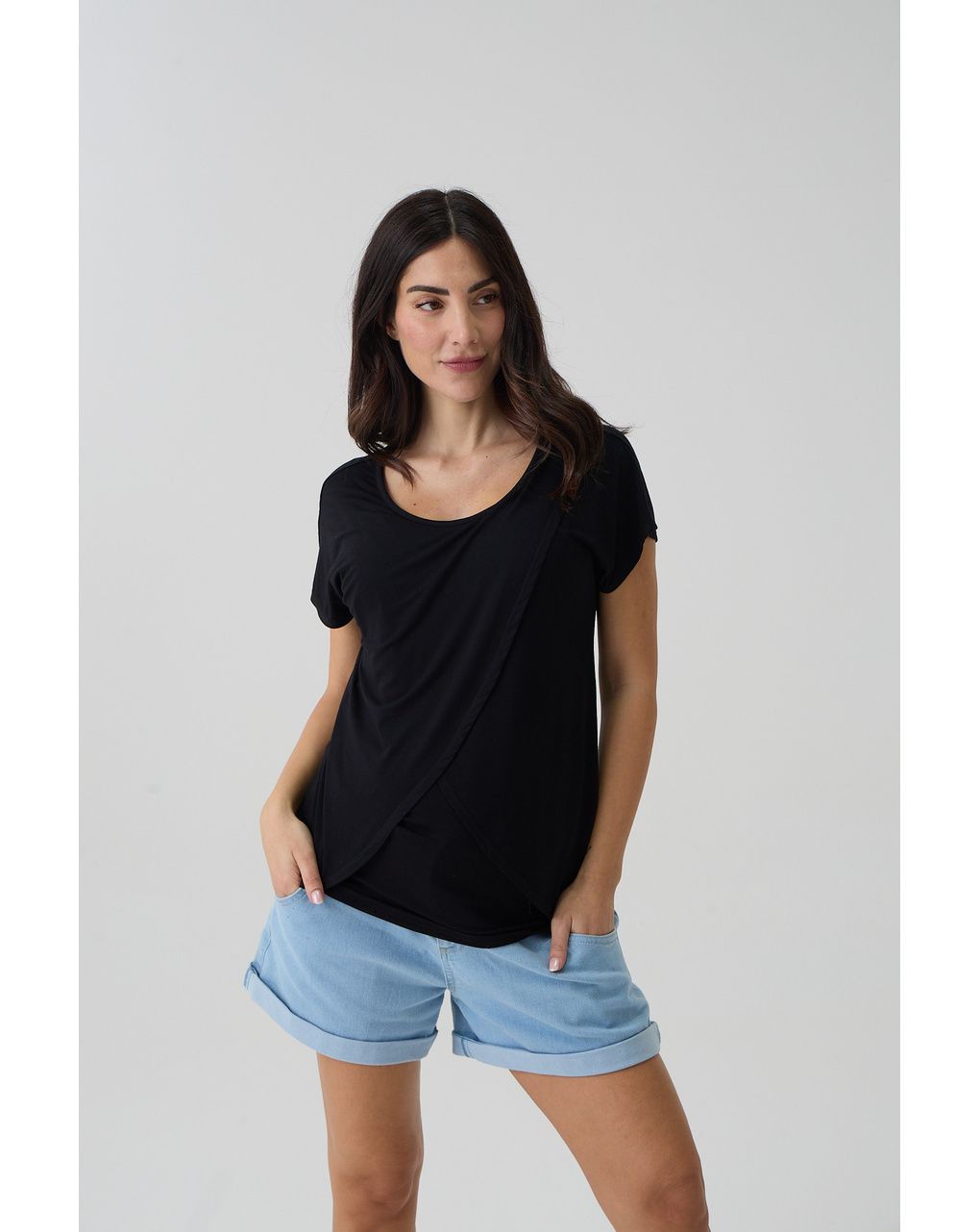 T-shirt allattamento mezza manica nera