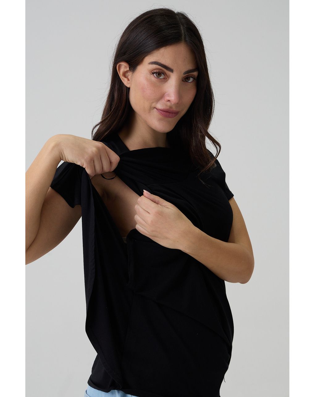 T-shirt allattamento mezza manica nera