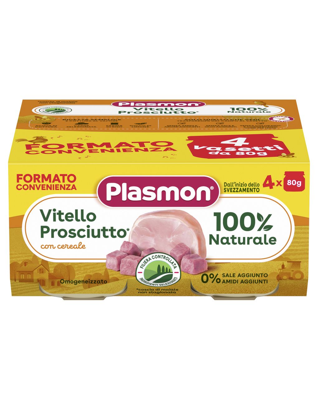Omogeneizzato vitello prosciutto 4x80gr - plasmon
