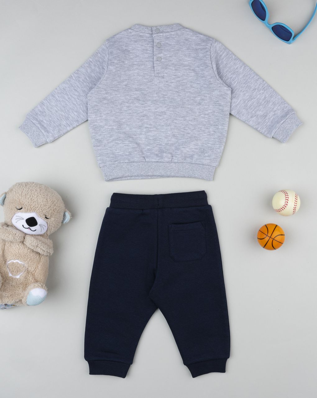 Completo jogging bimbo grigio/blu orsetto