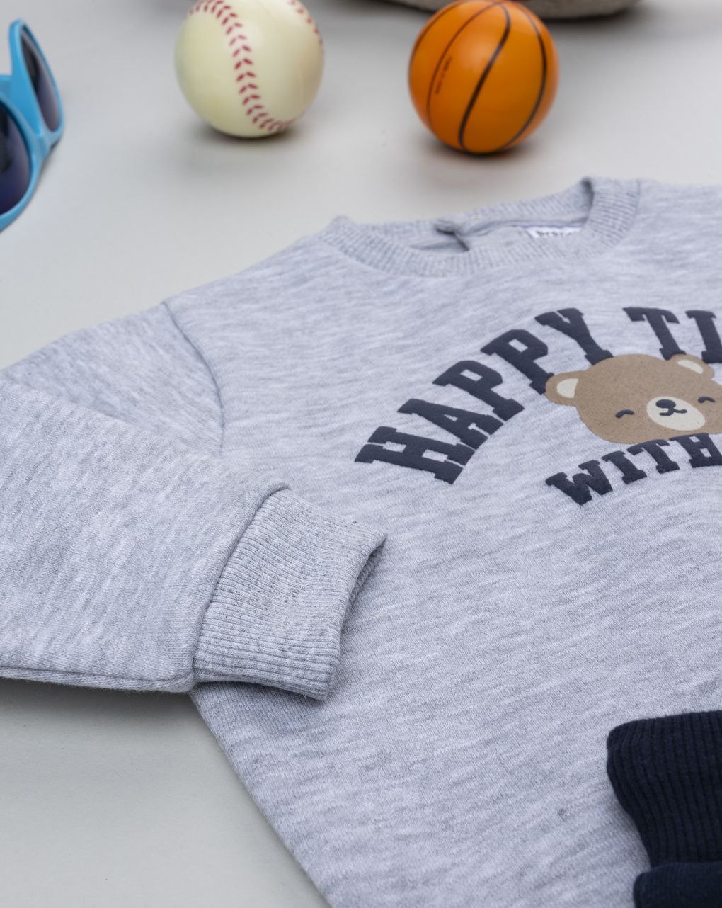 Completo jogging bimbo grigio/blu orsetto