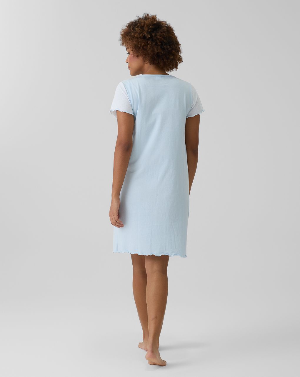 Camicia da notte parto bianco/azzurro pois