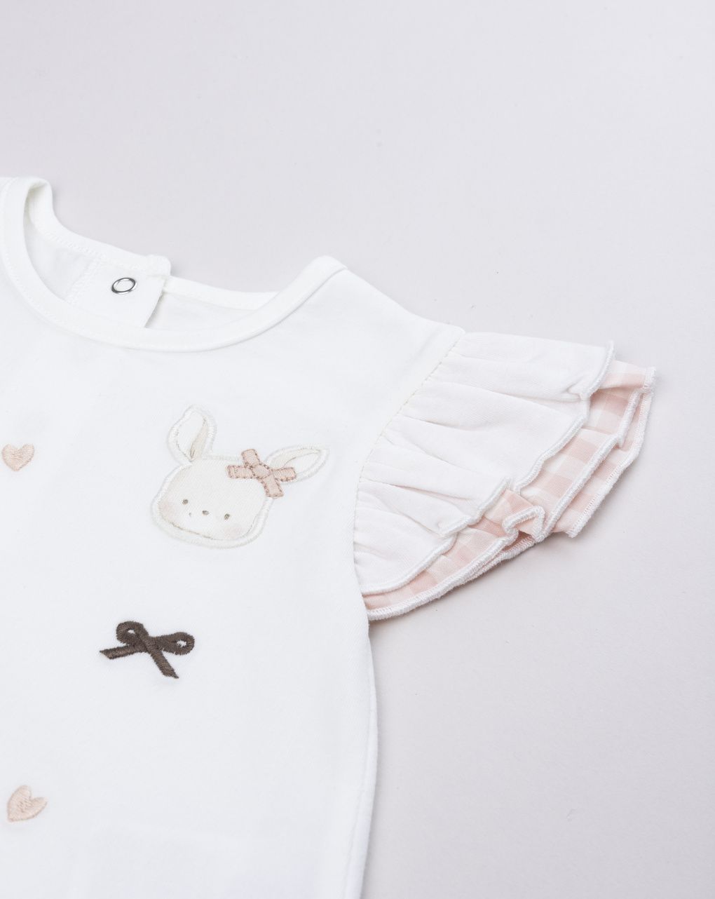T-shirt panna bimba con maniche ad aletta
