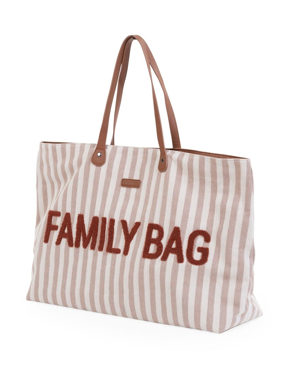 Borsa family bag in cotone a righe nude - childhome