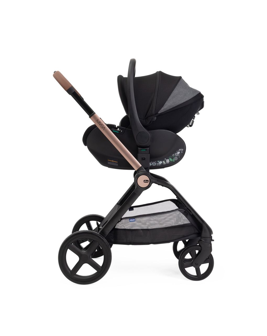 Trio mysa flexi first seat - black satin - chicco