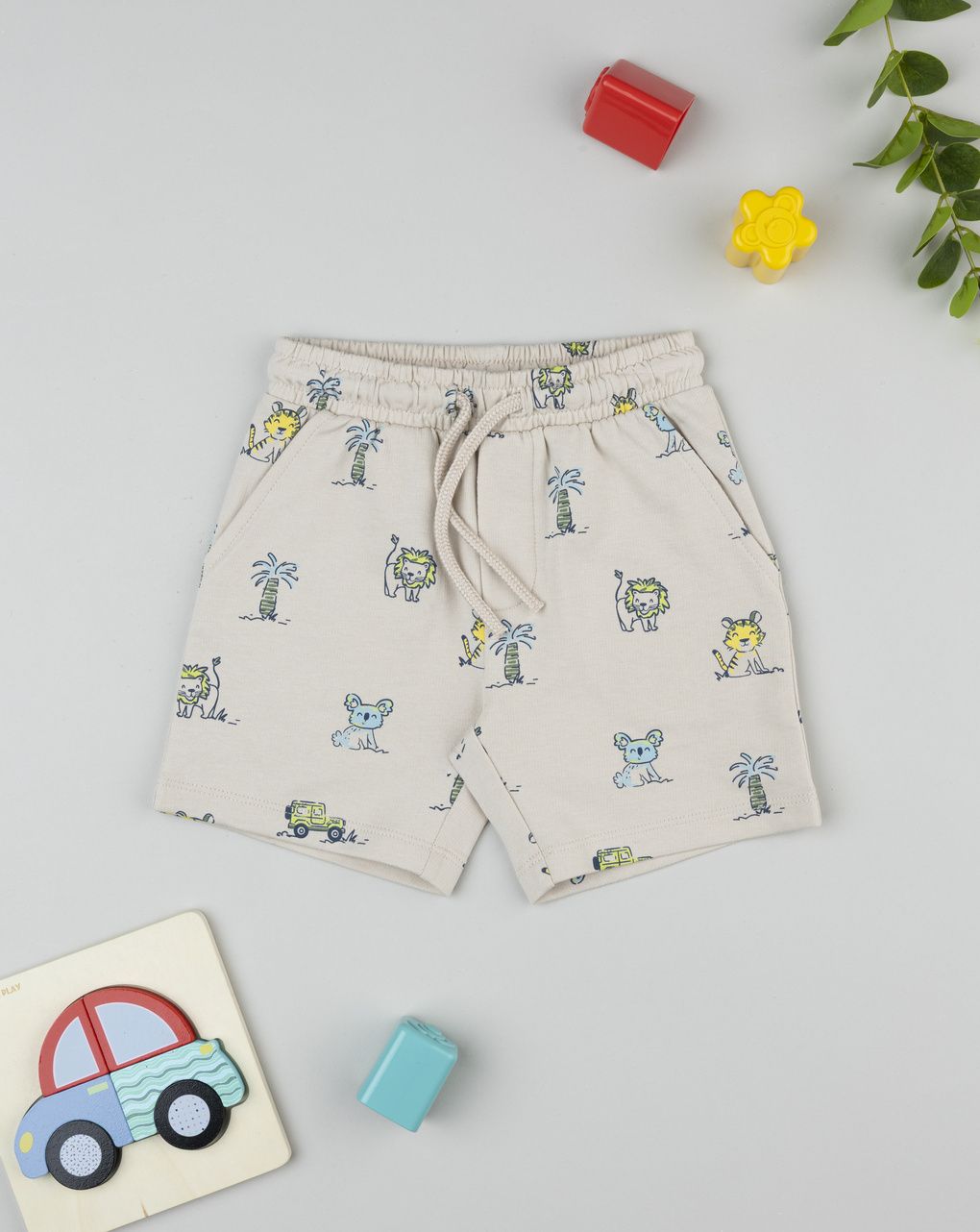 Shorts bimbo beige stampato