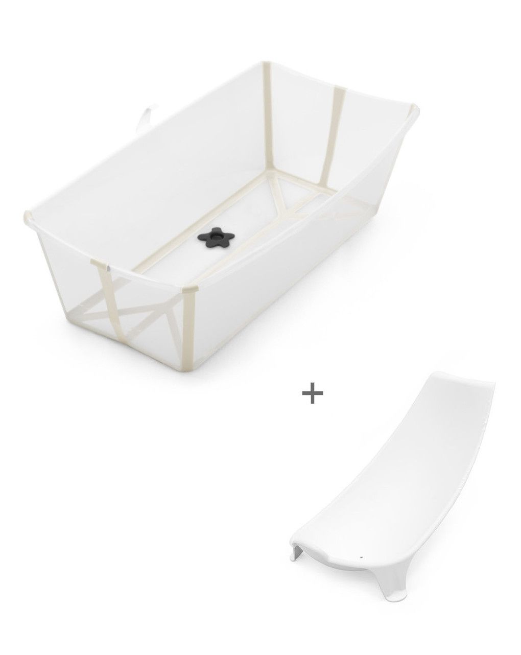 Vaschetta pieghevole flexi bath® x-large con supporto per neonati - sandy beige -  stokke®
